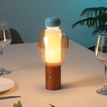 Evonne 10.75" Modern Glam Candle-Style Rechargeable/Cordless Dimmable Integrated LED Table Lamp with Touch Sensor